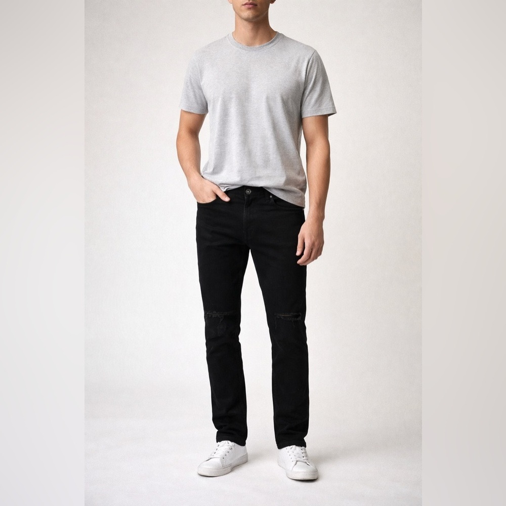Jack & Jones Liam Black Distressed Jeans 32x34 | Slim Fit Stretch Denim - Picture 3 of 5